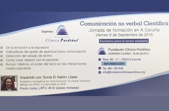 Sonia O Hakim López impartirá o 9 de setembro un curso de Comunicación non verbal científica nas instalacións de Fundación Clínica Pardiñas.